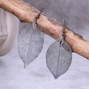 Silver dipped Real Leaf Earrings
